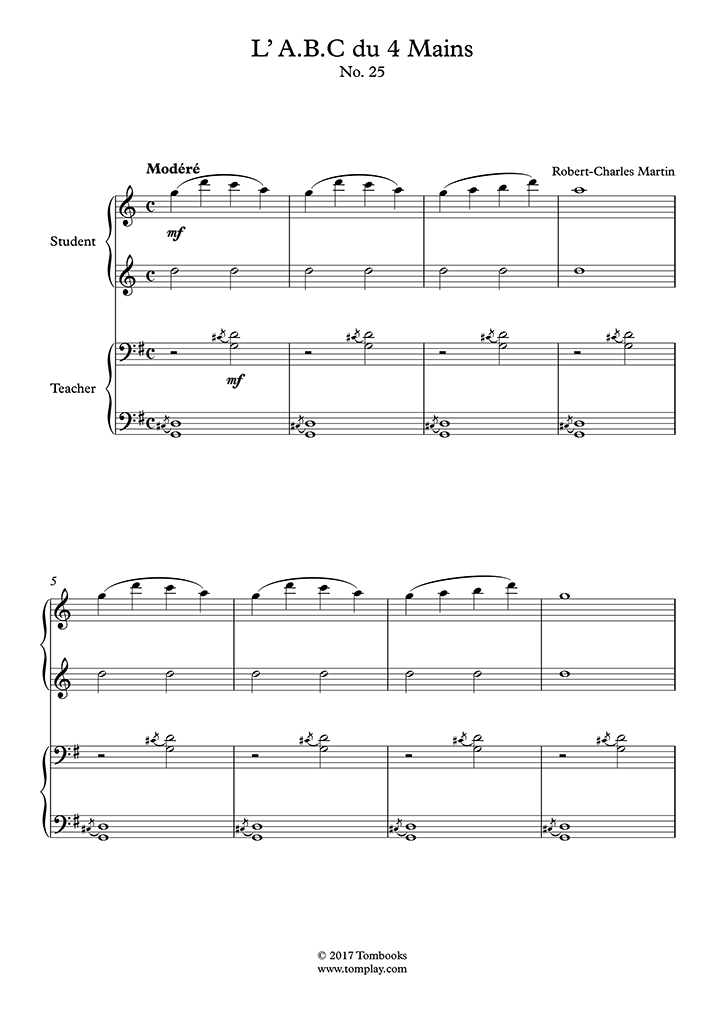 L' A.B.C du 4 Mains N° 25 (professeurélève) (Martin) Partition Piano